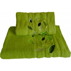 Ręcznik kąpielowy frotte 50x100 bawełna zielony RB50100-1 liście