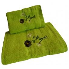 Ręcznik kąpielowy frotte 50x100 bawełna zielony RB50100-20 kwiatki