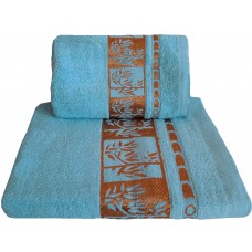 Ręcznik kąpielowy frotte 50x100 bawełna niebieski RB50100-3B złoty pas