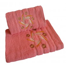Ręcznik kąpielowy frotte 50x100 bawełna różowy RB50100-42 wianek