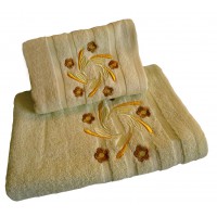 Ręcznik kąpielowy frotte 50x100 bawełna waniliowy RB50100-45 wianek