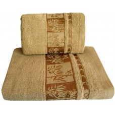 Ręcznik kąpielowy frotte 50x100 bawełna kremowy RB50100-5B złoty pas