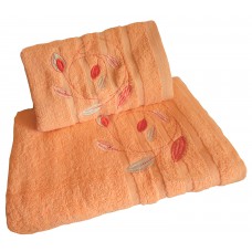Ręcznik kąpielowy frotte 50x100 bawełna łososiowy RB50100-5 liście