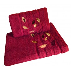 Ręcznik kąpielowy frotte 50x100 bawełna malinowy RB50100-6 liście
