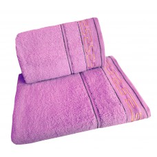 Ręcznik kąpielowy frotte 50x100 bawełna fioletowy RB50100-61 paski