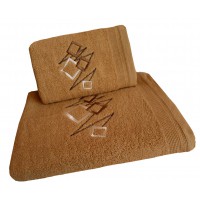 Ręcznik kąpielowy frotte 50x100 bawełna beżowy RB50100-64 kwadraty
