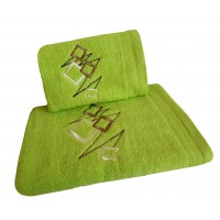 Ręcznik kąpielowy frotte 50x100 bawełna zielony RB50100-65 kwadraty
