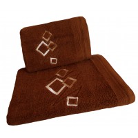 Ręcznik kąpielowy frotte 50x100 bawełna brązowy RB50100-66 kwadraty