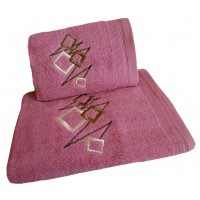 Ręcznik kąpielowy frotte 50x100 bawełna fioletowy RB50100-67 kwadraty