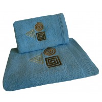 Ręcznik kąpielowy frotte 50x100 bawełna niebieski RB50100-77 figury