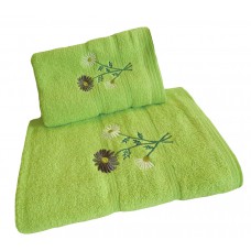 Ręcznik kąpielowy frotte 50x100 bawełna zielony RB50100-83 kwiatki