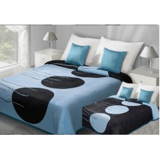 Narzuta na łóżko 220x240 dwustronna bawełniana turkusowo-czarna