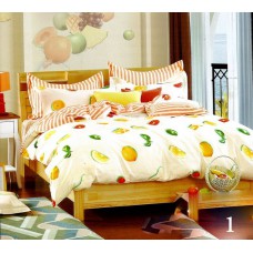 Pościel dziecięca satyna bawełniana 90x120  2-częściowa do łóżeczka owoce 1